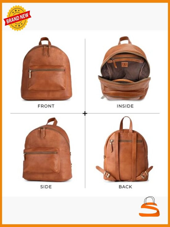 Vintage Genuine Leather Mini Backpack Purse with Pockets main image 4